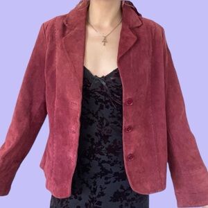VTG 1990s Cleo Petites Blood Red Suede Blazer